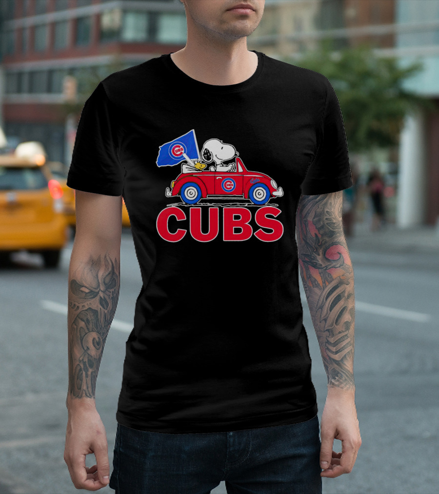Snoopy Woodstock Chicago Cubs Car Adventure T-Shirt