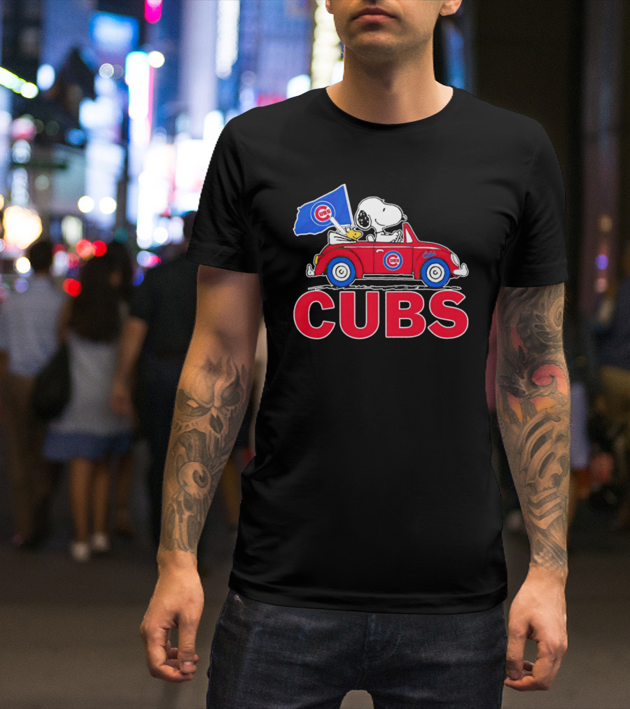 Snoopy Woodstock Chicago Cubs Car Adventure T-Shirt