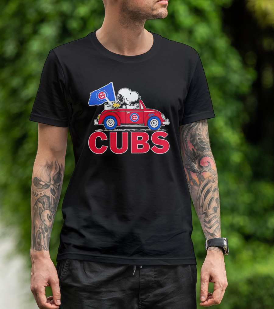 Snoopy Woodstock Chicago Cubs Car Adventure T-Shirt