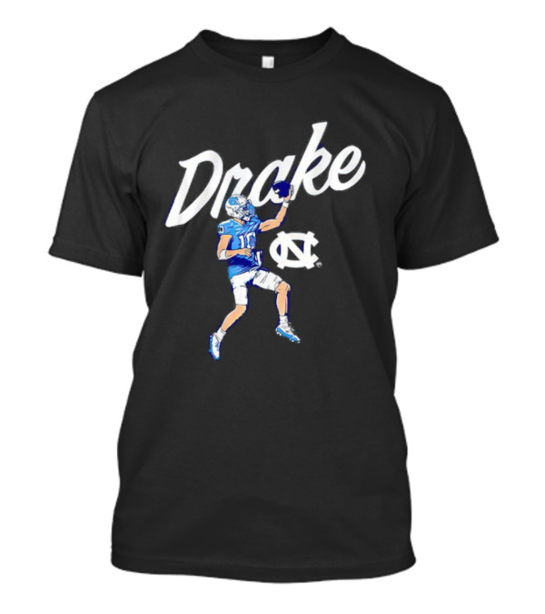 Drake Maye UNC Finger Roll Football Action T-Shirt