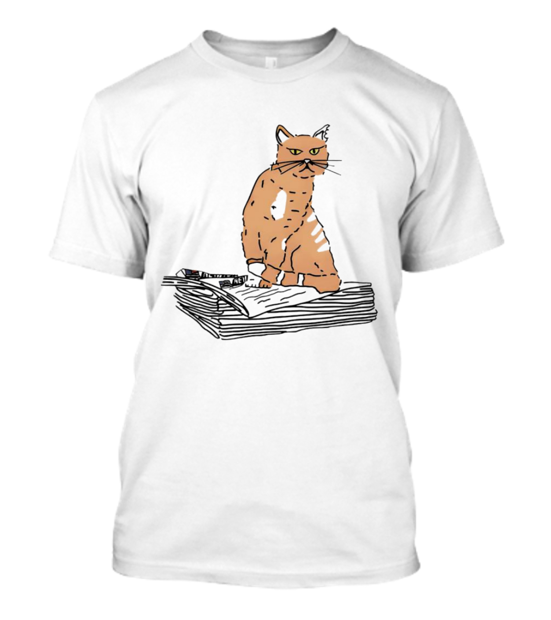 New York Post Bodega Cat On Newspapers Drawing T-Shirt
