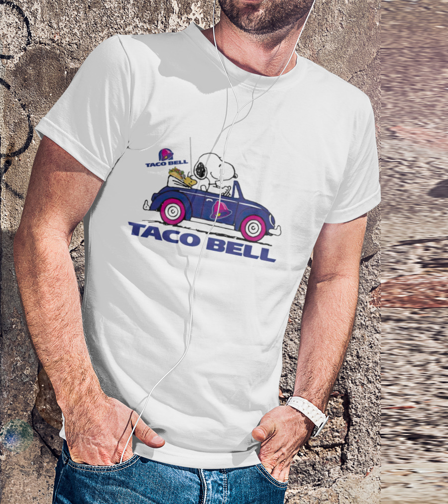 Snoopy And Woodstock Driving Taco Bell Car T-Shirt