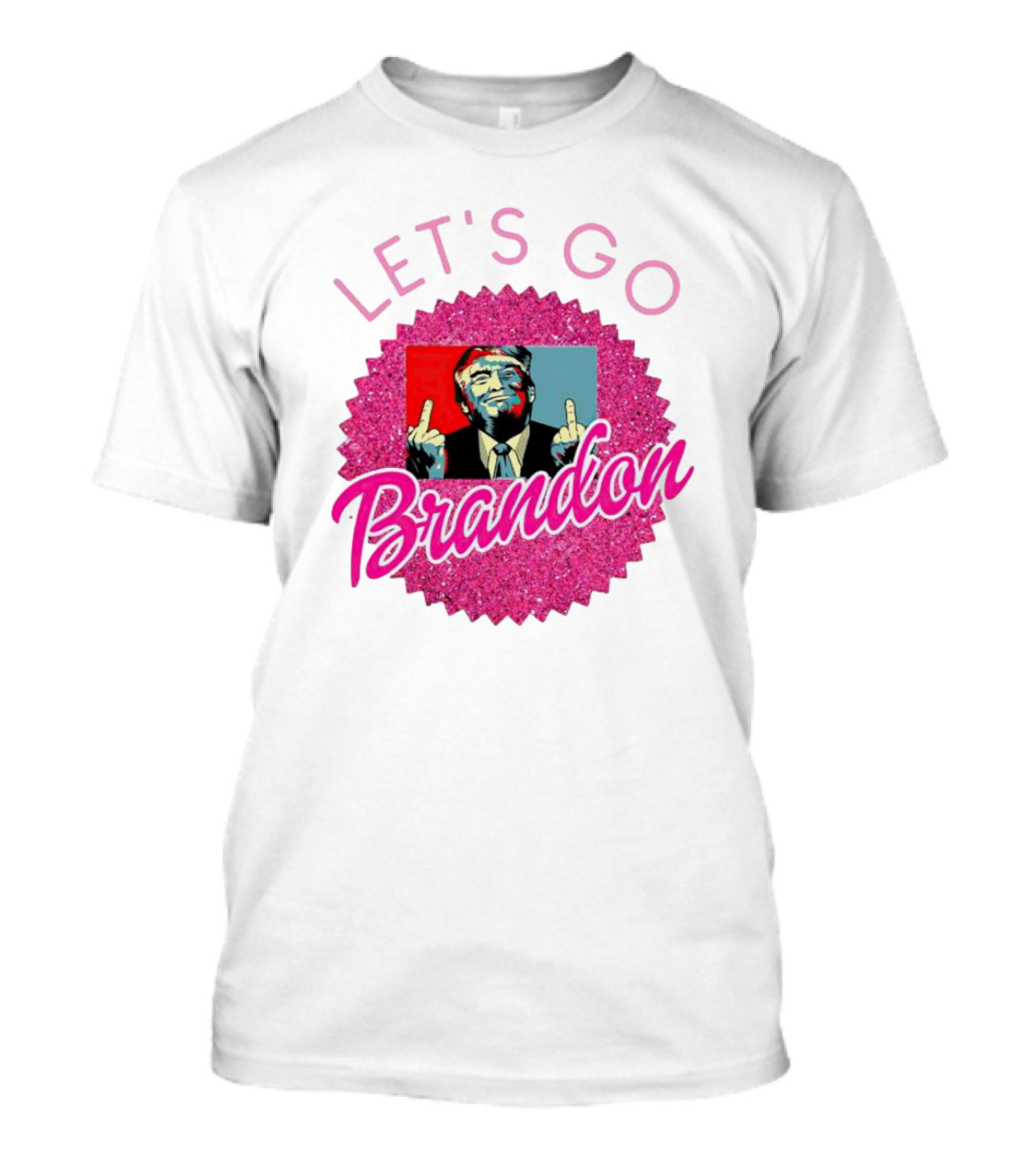 Let's Go Brandon Trump Pop Art Style Pink Glitz T-Shirt