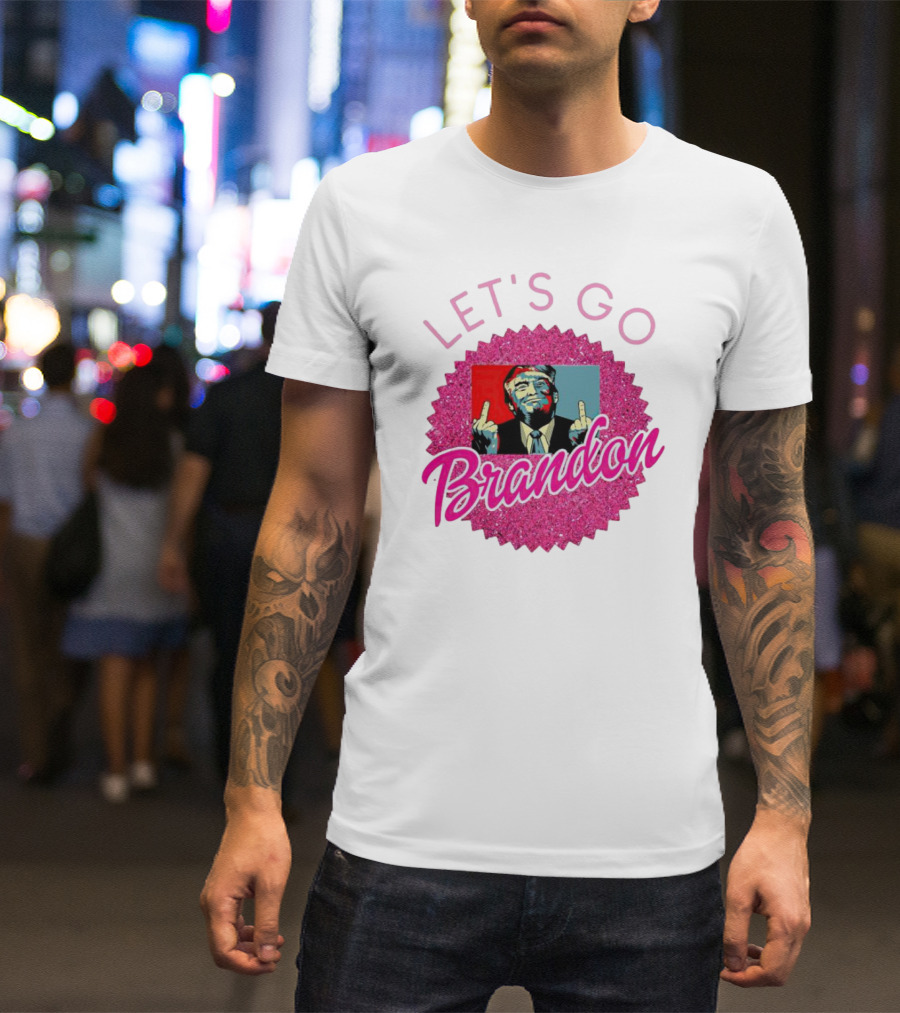 Let's Go Brandon Trump Pop Art Style Pink Glitz T-Shirt