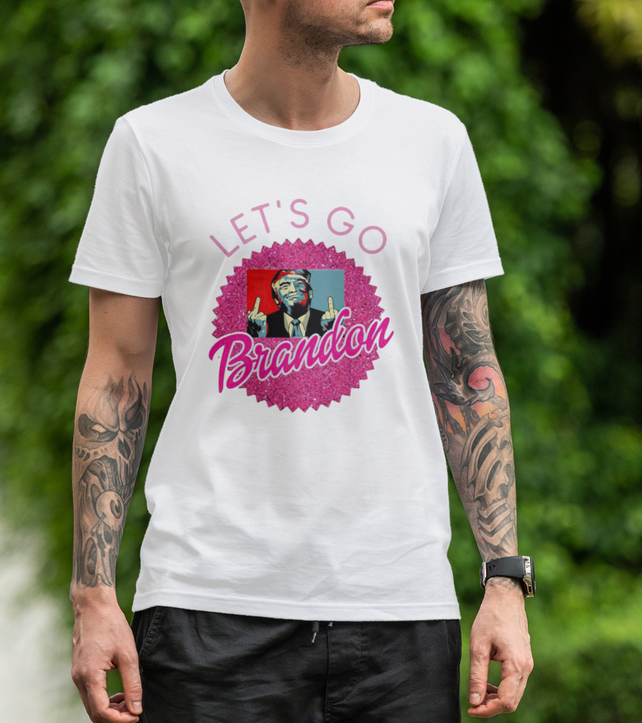 Let's Go Brandon Trump Pop Art Style Pink Glitz T-Shirt