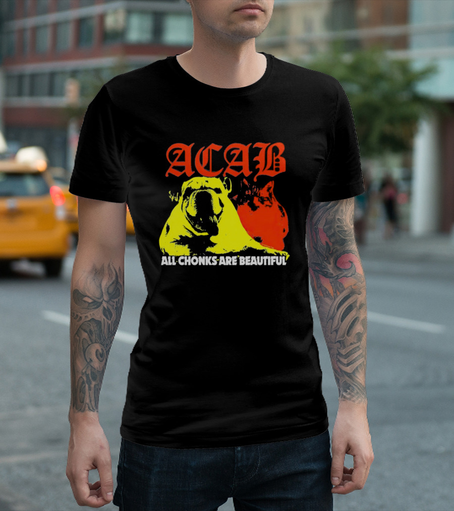 ACAB Bulldog All Chonks Are Beautiful Yellow Red T-Shirt