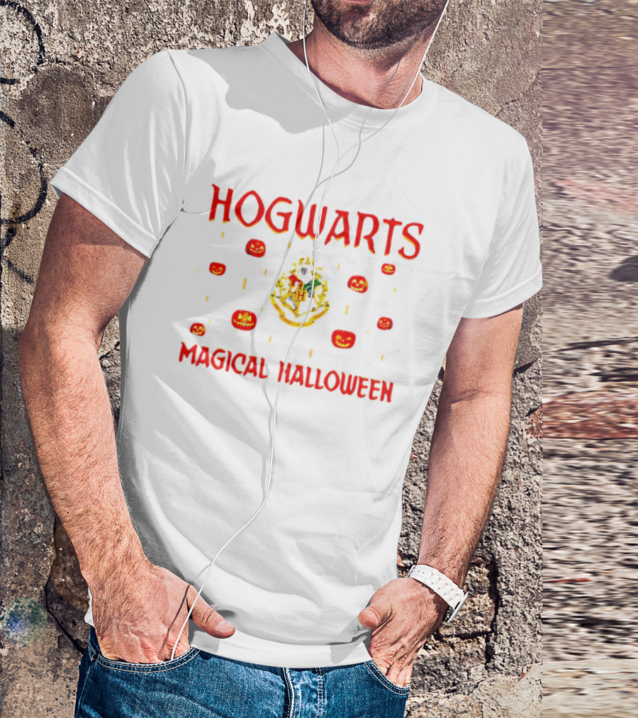 Hogwarts Magical Halloween With Crest And Pumpkins T-Shirt
