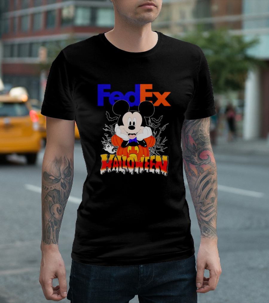 FedEx Mickey Mouse Halloween Pumpkin T-Shirt