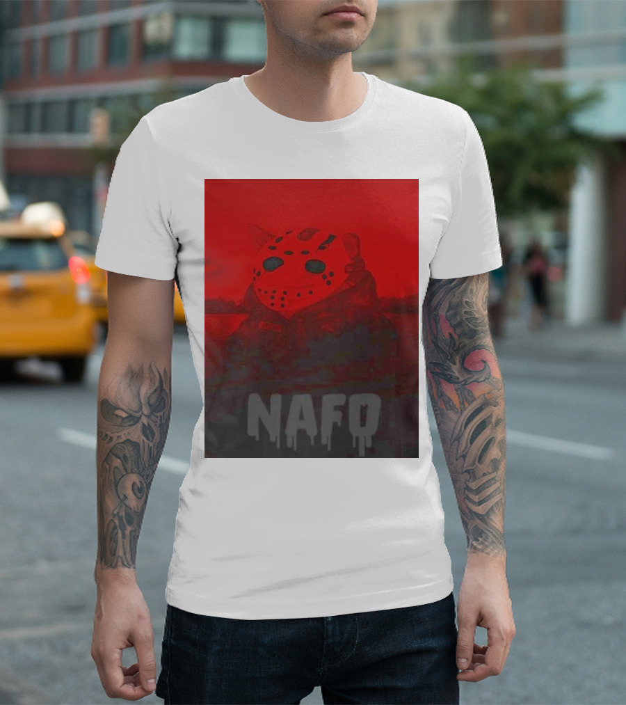NAFO Camp Fella Lake Horror Mask Cat T-Shirt