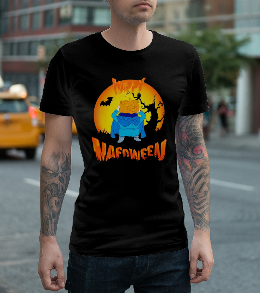 Happy NAFOween Pumpkin Rider with Spooky Moon and Bat T-Shirt