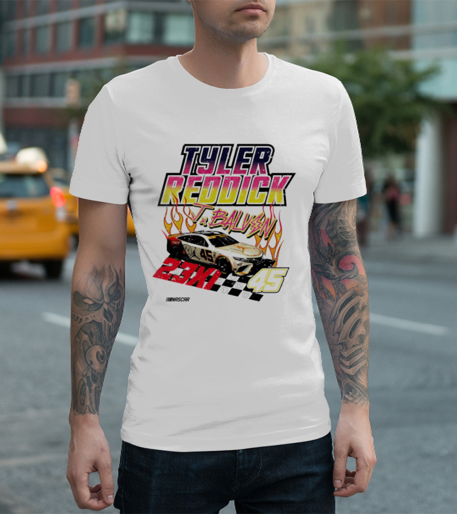 Tyler Reddick J Balvin 23XI Racing NASCAR 45 Flames T-Shirt