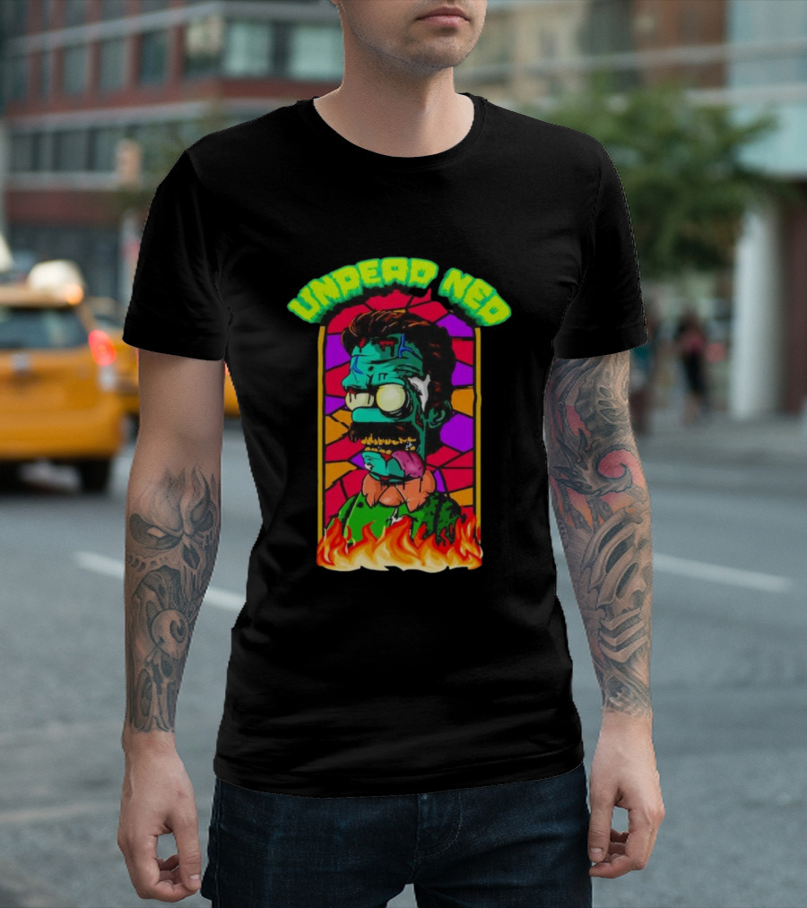 Undead Ned Zombies Flame Cartoon T-Shirt