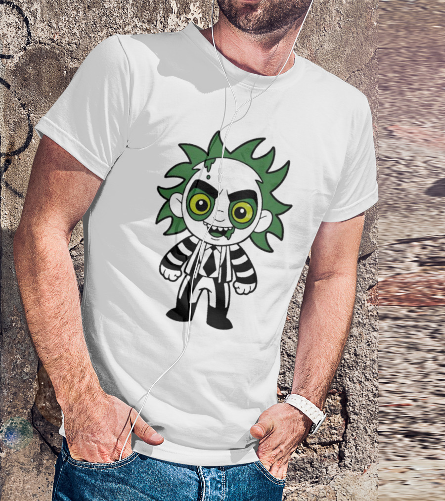 Beetlejuice Chibi Halloween Creepy Green Hair Character T-Shirt