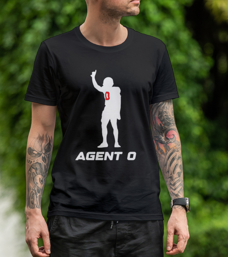 DeMarvion Overshown Agent 0 Football Silhouette Victory Pose T-Shirt