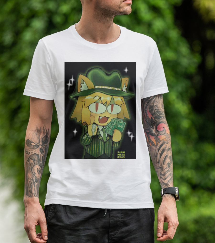 Gangster Neco-Arc Money Cartoon Style Green Suit Hat Cash Sparkles T-Shirt