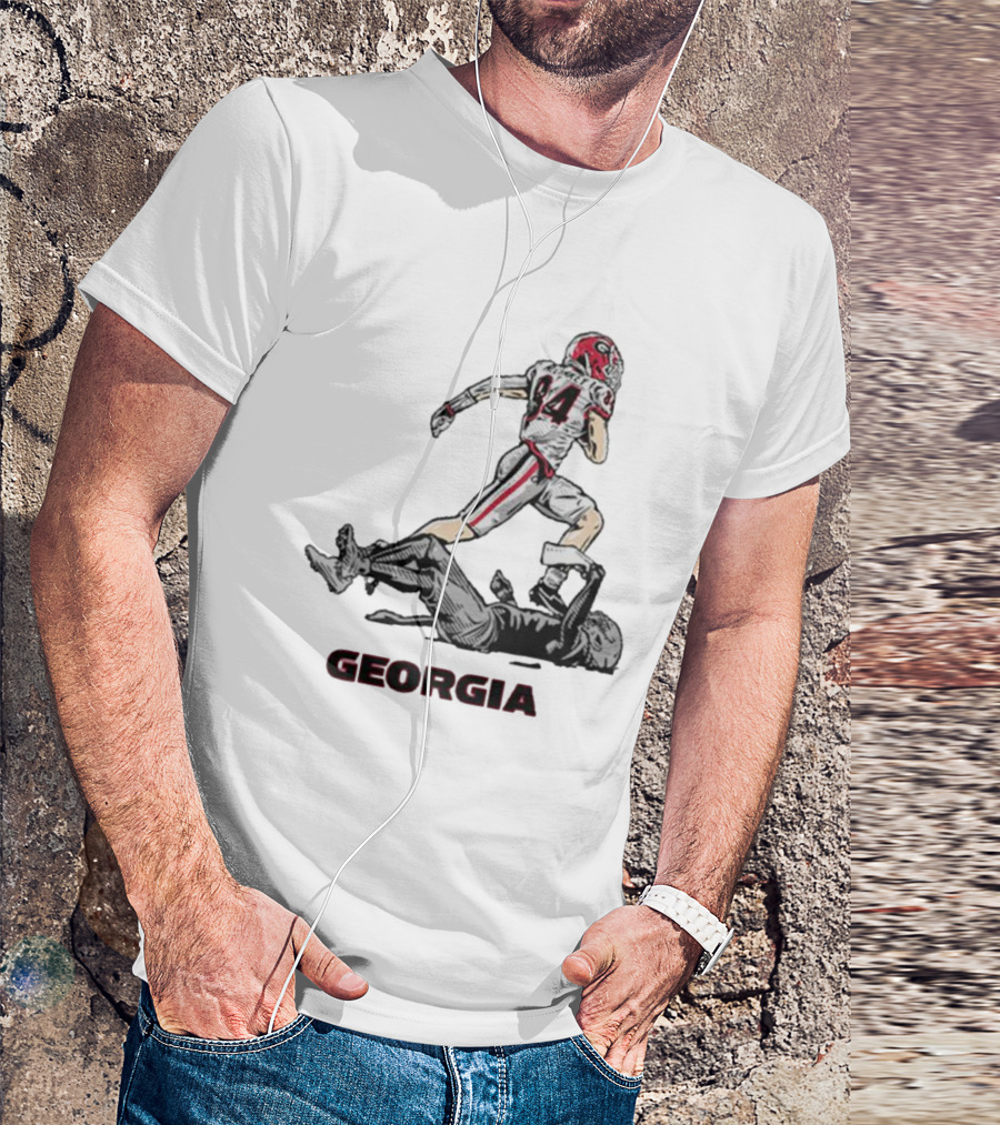 Georgia Football Ladd McConkey 84 Superstar Pose NIL T-Shirt