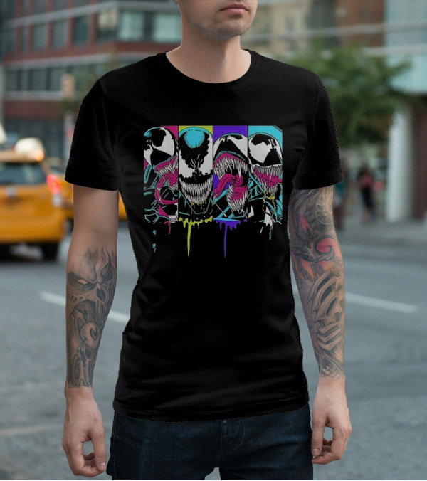 Retro Vintage Venom Symbiote Spider-Man Pop Art Panels T-Shirt