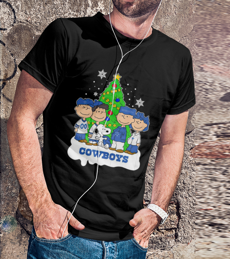 Peanuts Characters Dallas Cowboys Christmas Tree Cowboys T-Shirt