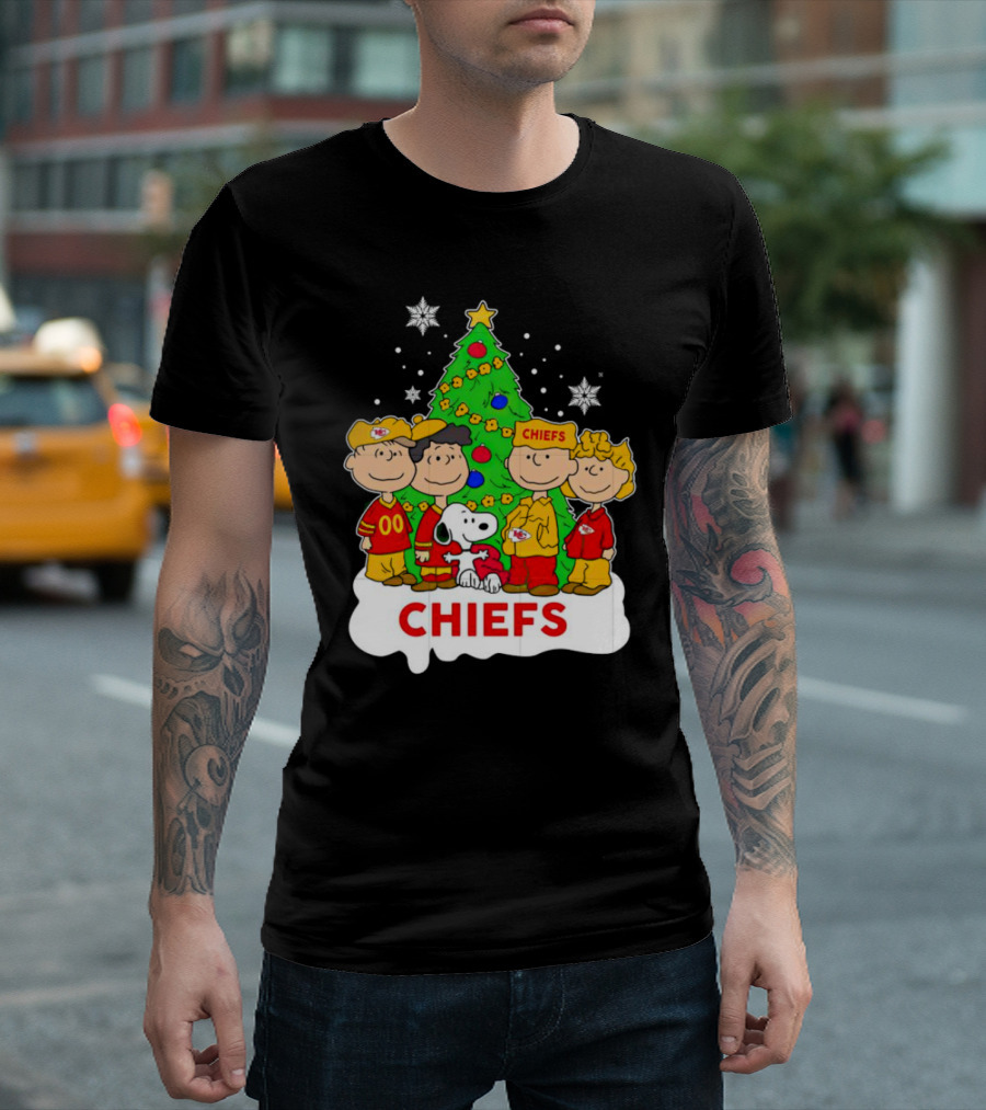 Peanuts Characters Chiefs Christmas Tree T-Shirt