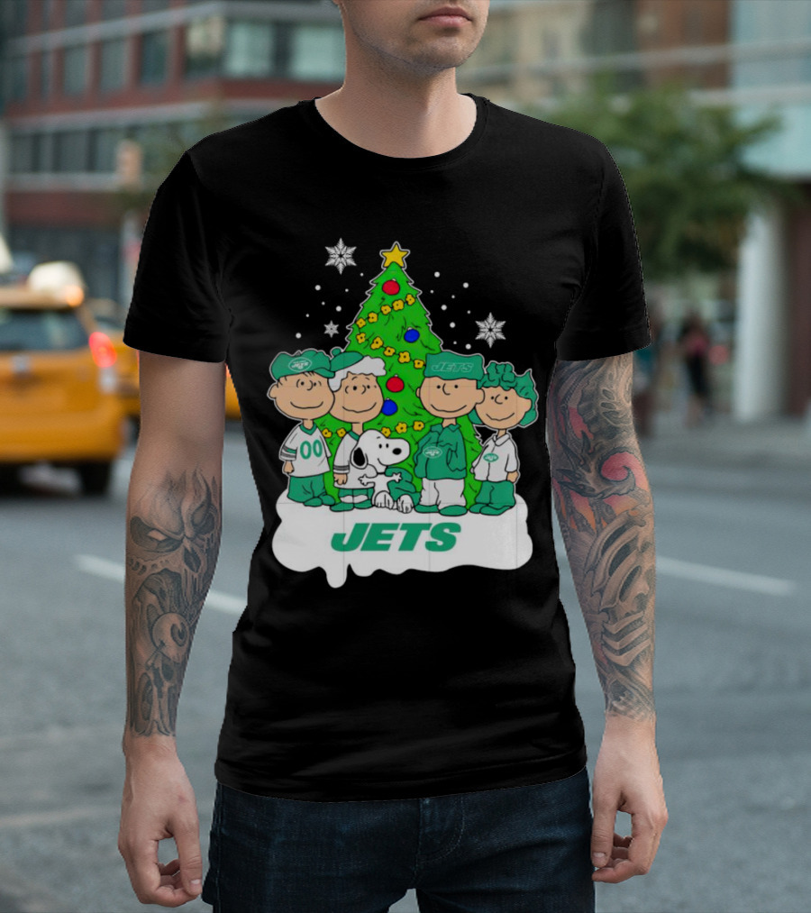 Peanuts Characters Jets Christmas Tree Holiday T-Shirt