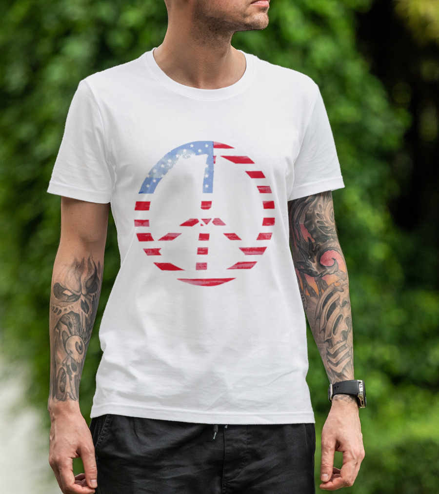 USA Flag Peace Symbol T-Shirt