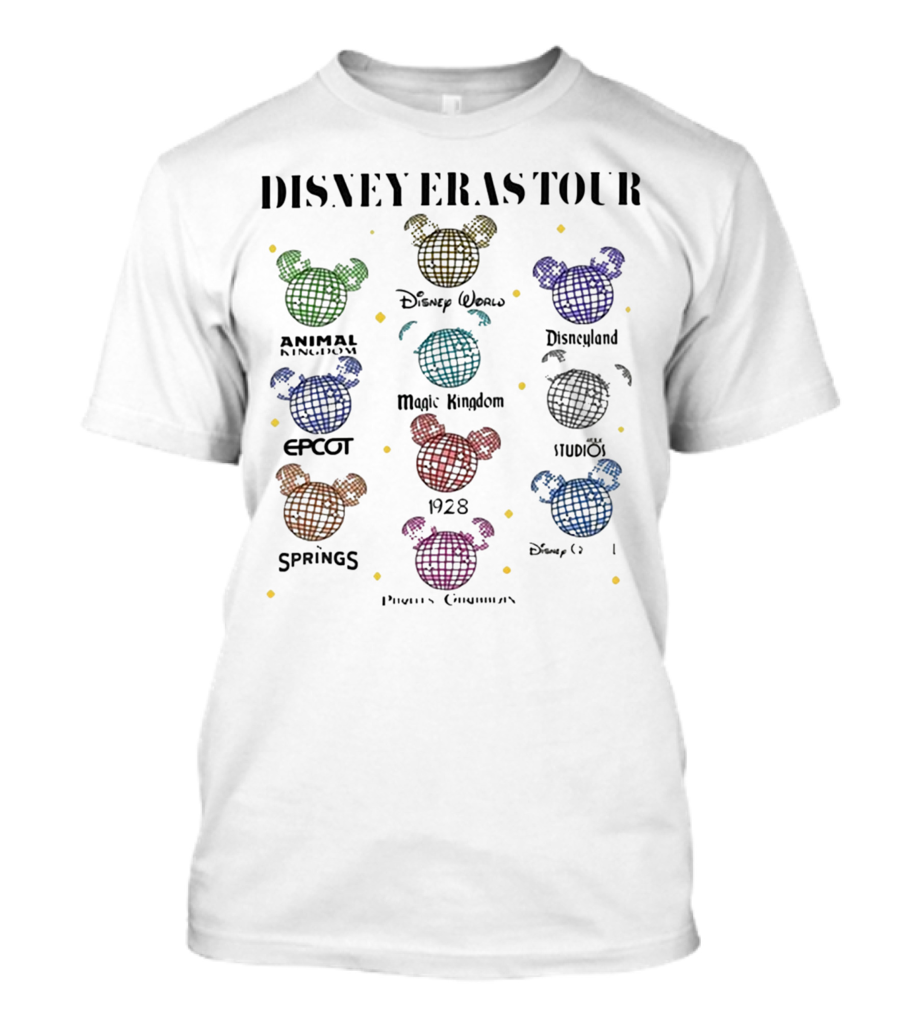 Disney Eras Tour Animal Kingdom Epcot Springs Disney Cruise Disneyland Studios Magic Kingdom 1928 Pixar's California T-Shirt