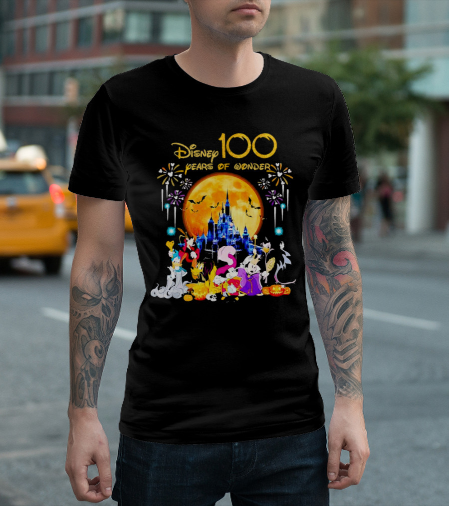 Disney 100 Years of Wonder Halloween Castle and Characters T-Shirt