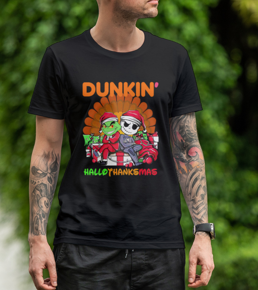 Grinch Jack Skellington Dunkin Hallo Thanks Mas T-Shirt