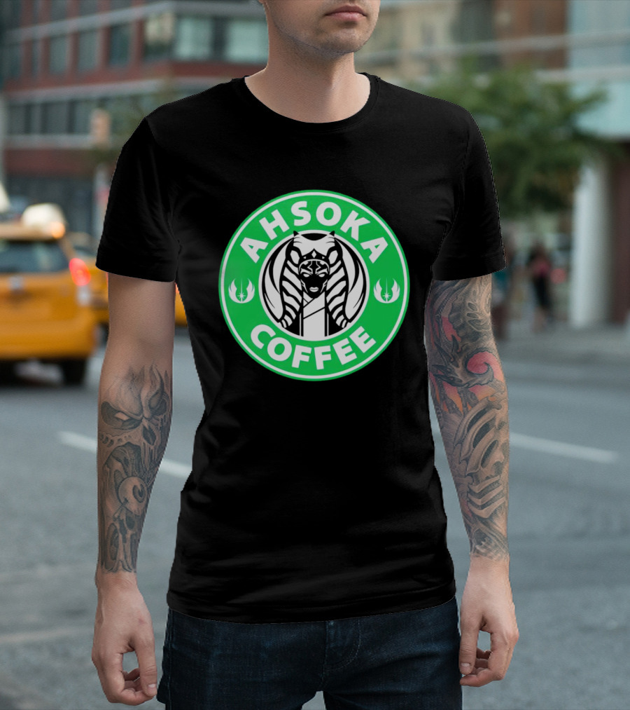 Ahsoka Coffee Star Wars Parody Logo Jedi Symbols T-Shirt