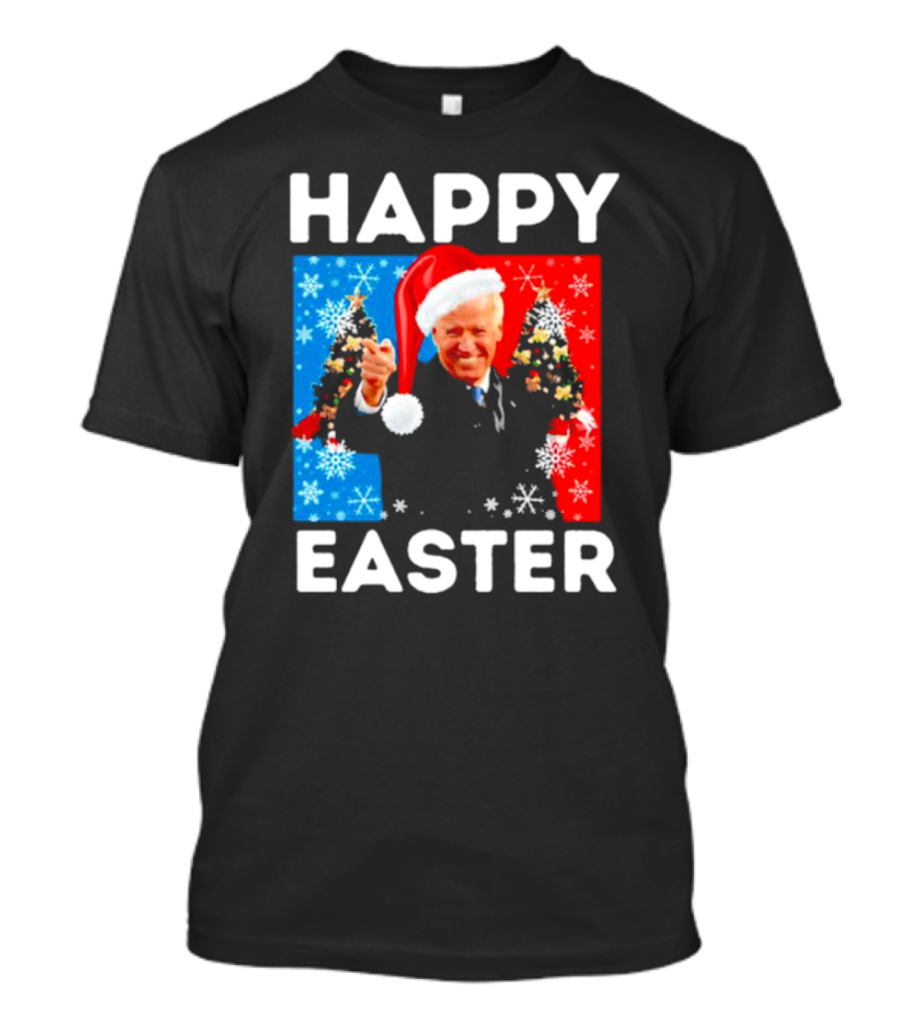 Joe Biden Happy Easter Christmas Santa Hat Snowflakes κυח T-Shirt