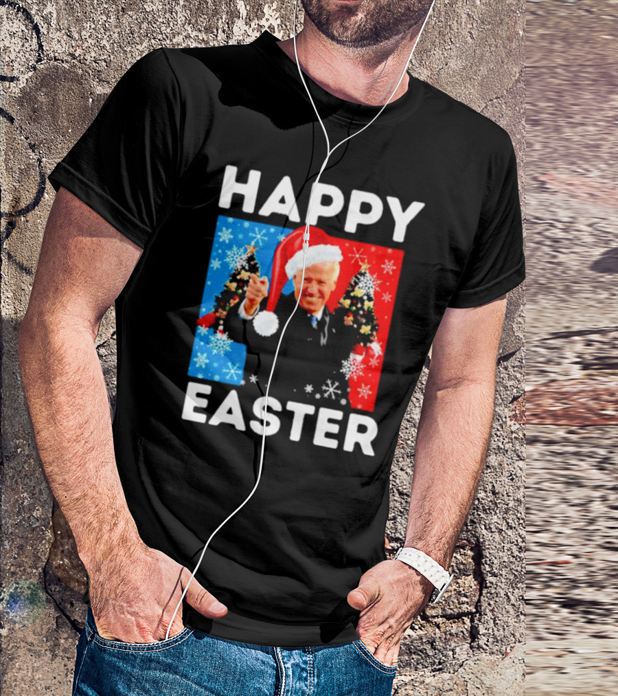 Joe Biden Happy Easter Christmas Santa Hat Snowflakes κυח T-Shirt