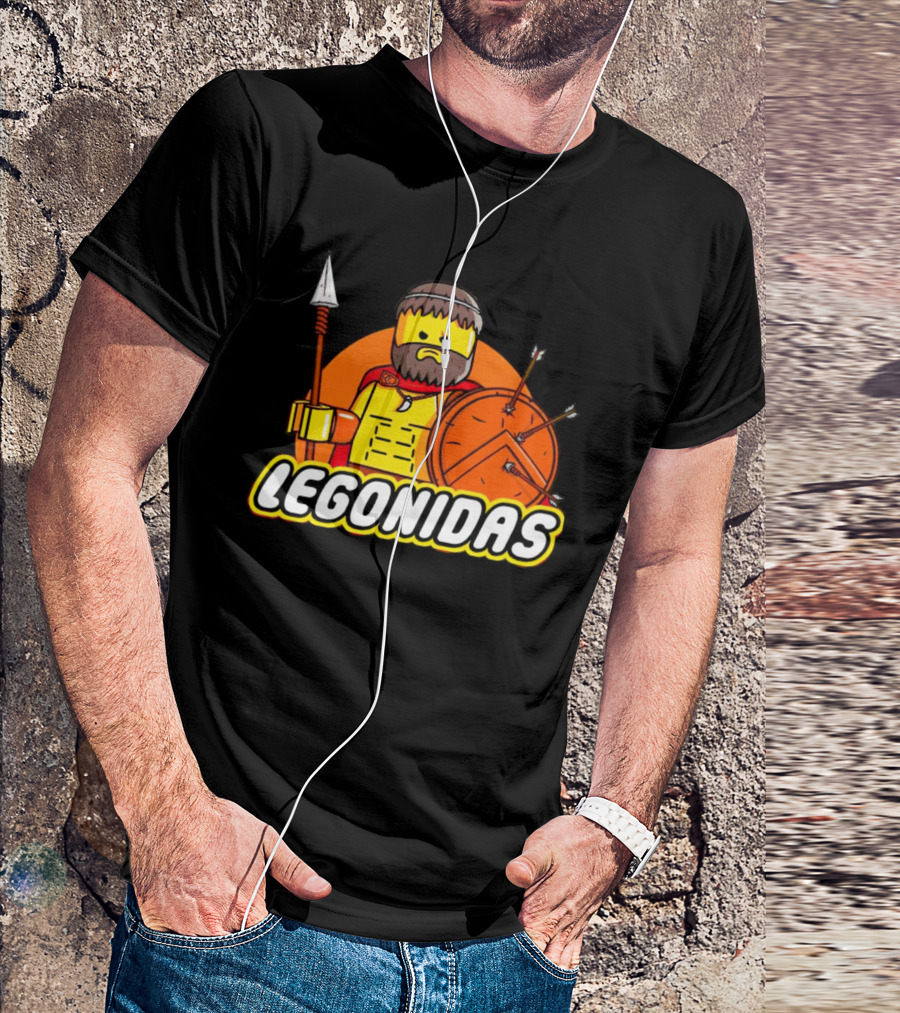 Legonidas Spartan Lego Warrior Spear And Shield Block Figure T-Shirt