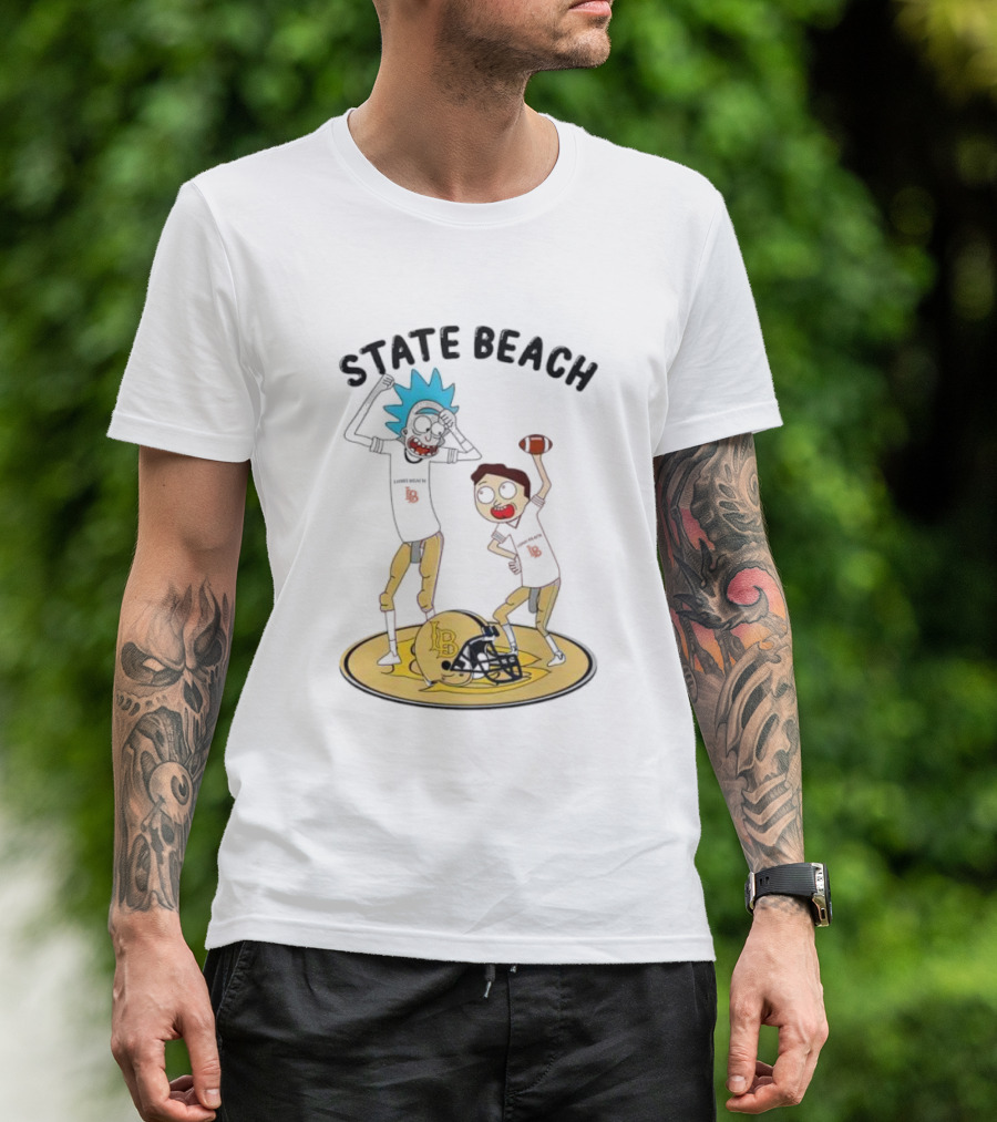 State Beach Long Beach Rick And Morty Dancing Football Helmet T-Shirt