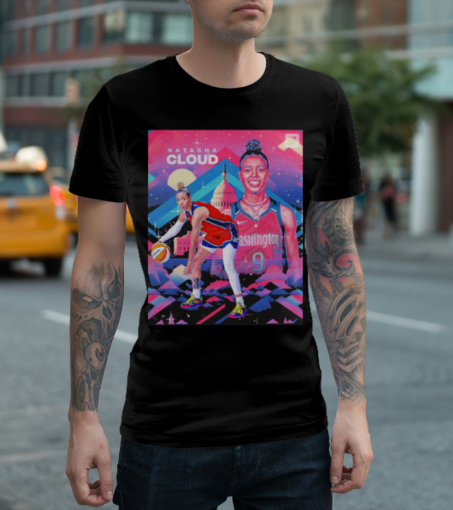 Natasha Cloud Washington Mystics Basketball 9 Capital Skyline T-Shirt