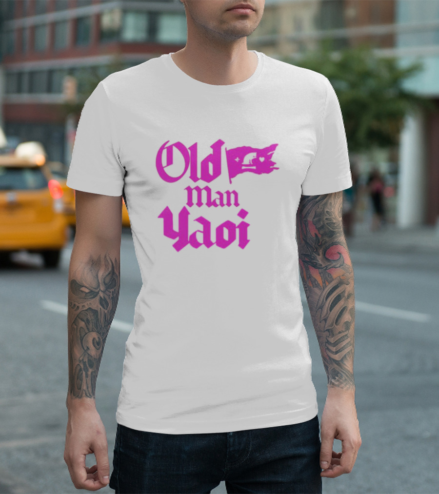 Old Man Yaoi Pink Gothic Text T-Shirt