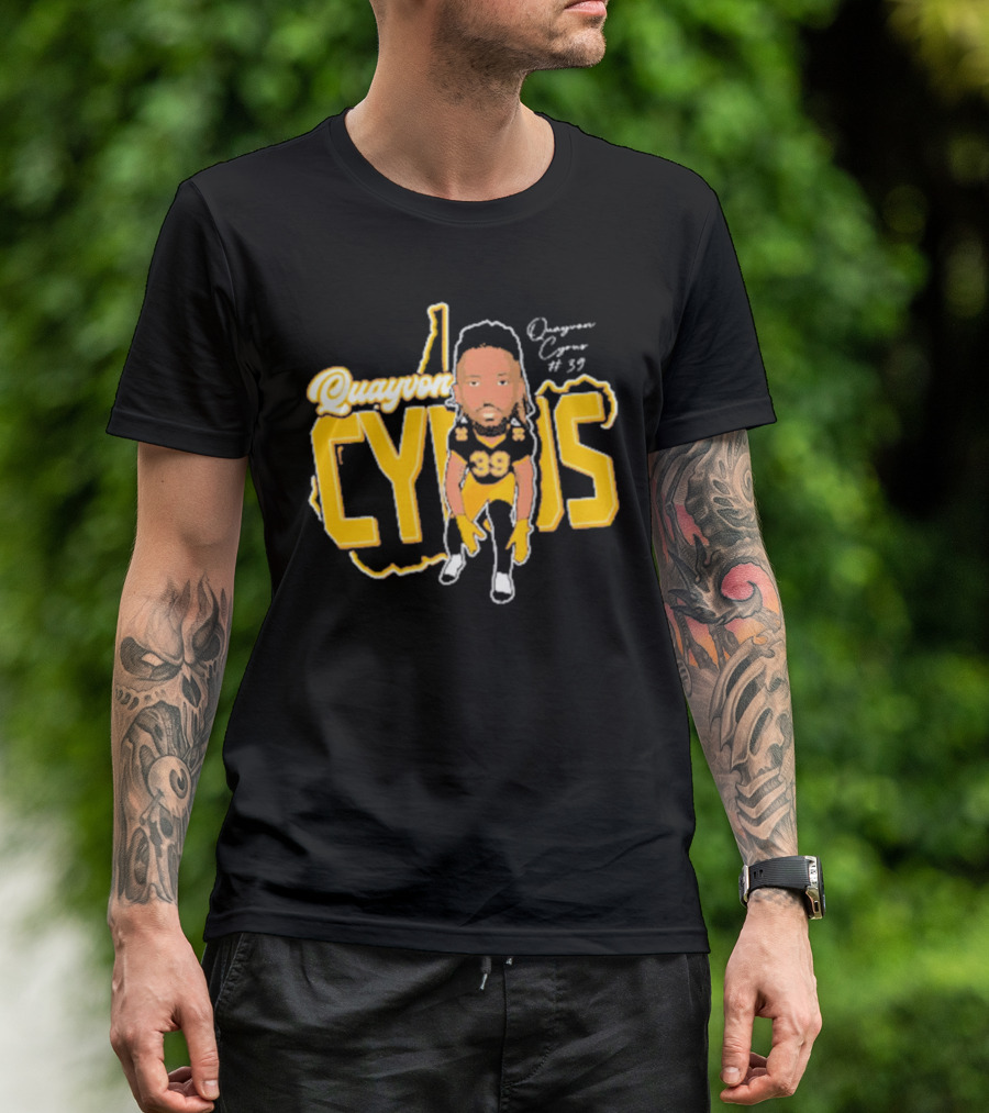 Quayvon Cyrus Caricature #39 Signature Football T-Shirt