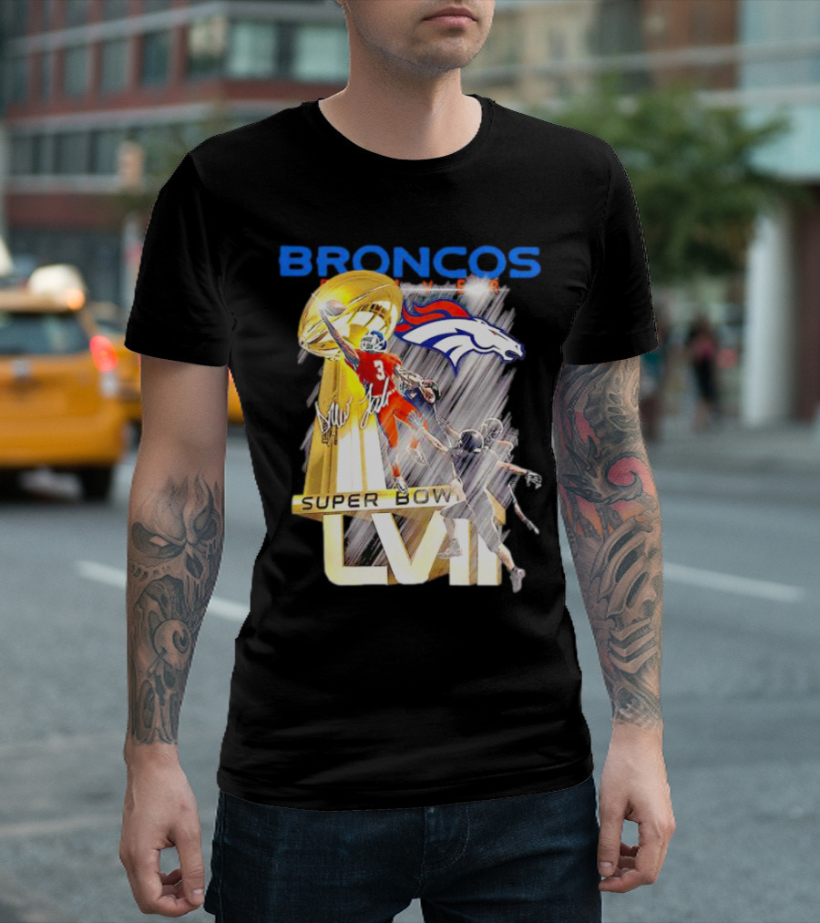 Broncos Denver Russell Wilson Super Bowl LVII Signature T-Shirt