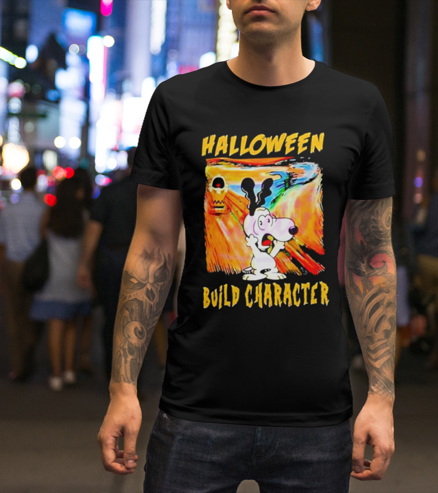 Halloween Build Character Snoopy Scream Painting T-Shirt