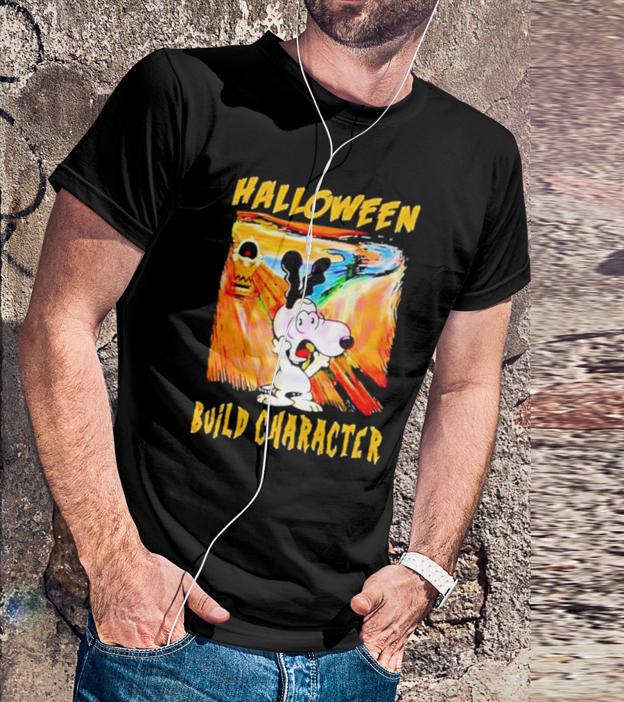 Halloween Build Character Snoopy Scream Painting T-Shirt