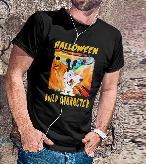 Halloween Build Character Snoopy Scream Painting T-Shirt