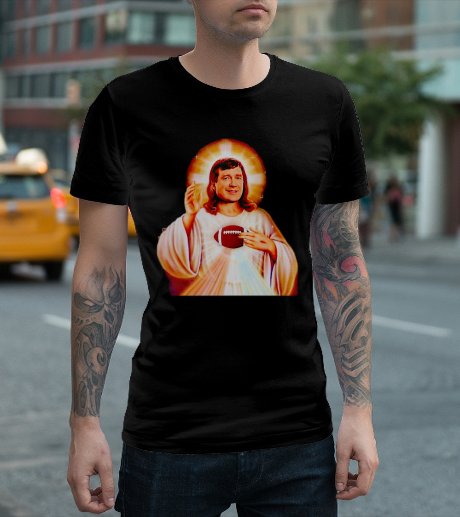 Church Of Smart Jesus With Football Halo T-Shirt