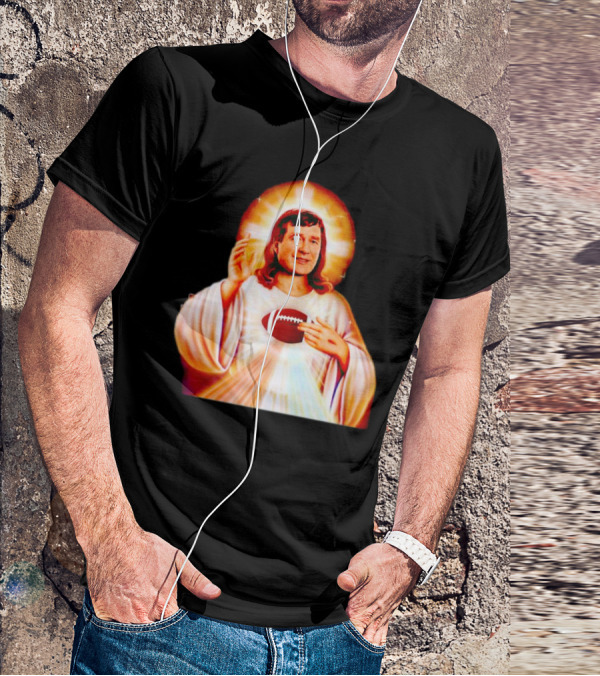 Church Of Smart Jesus With Football Halo T-Shirt