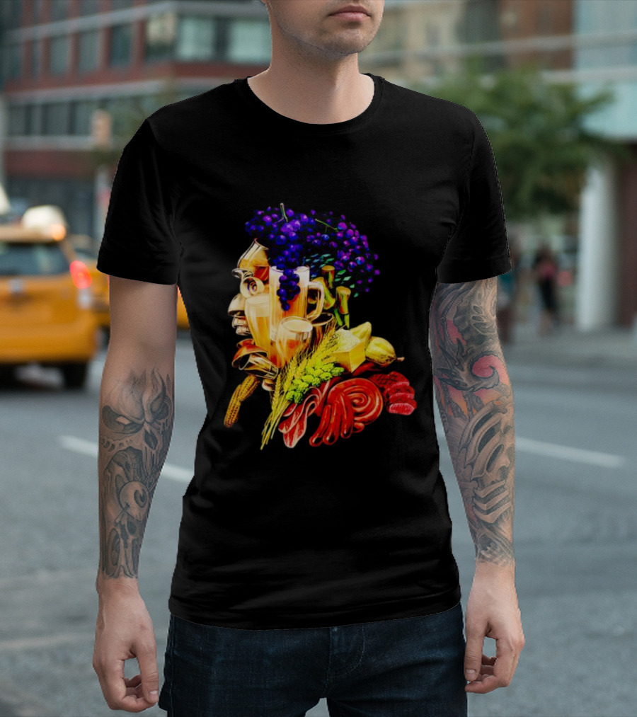 Toru Yano Damashie Baroque Food Face With Grapes And Wheat T-Shirt