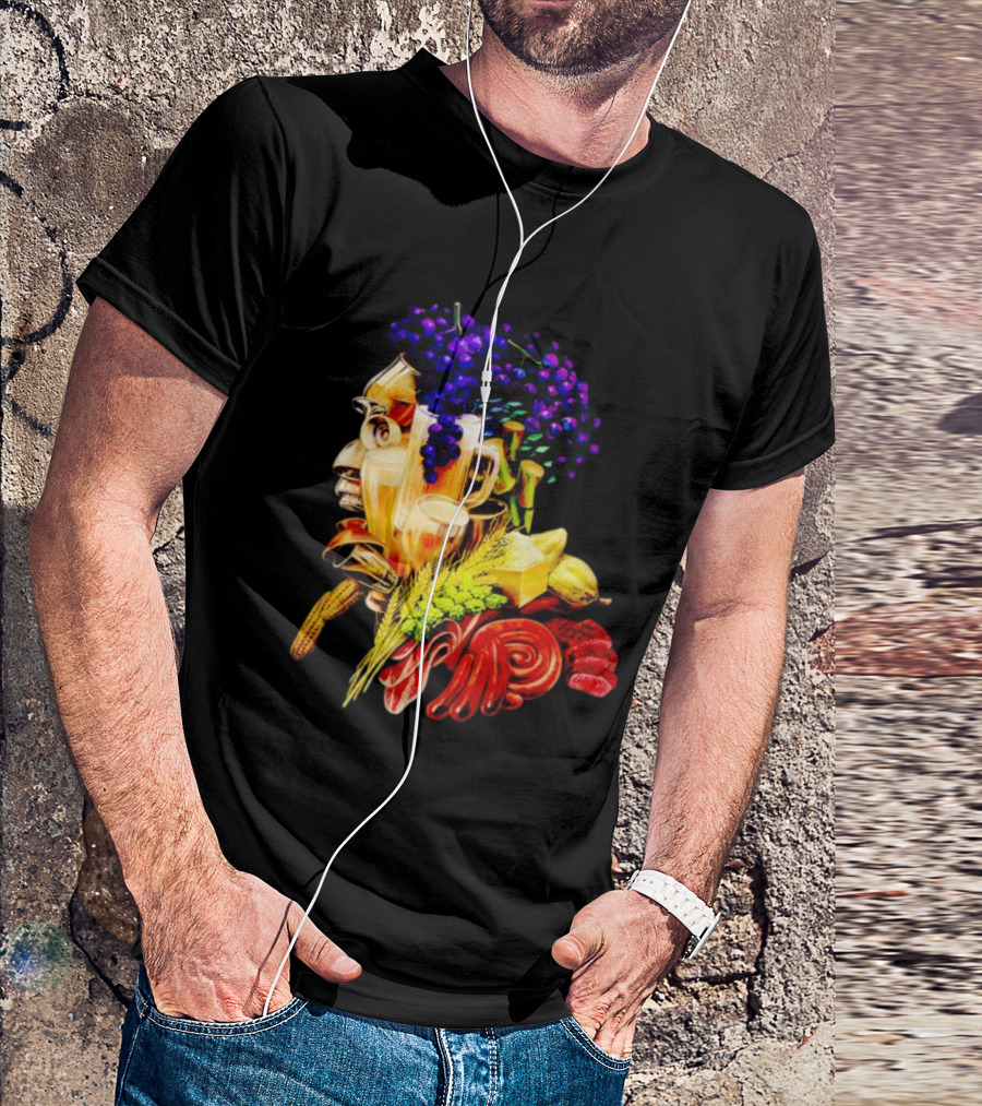 Toru Yano Damashie Baroque Food Face With Grapes And Wheat T-Shirt