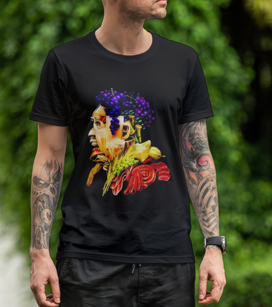 Toru Yano Damashie Baroque Food Face With Grapes And Wheat T-Shirt