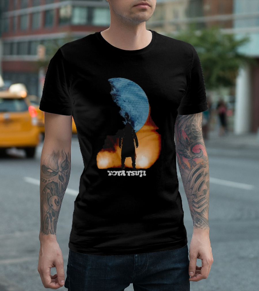 Yota Tsuji Moonrise Silhouette Against Orange And Blue Sky T-Shirt