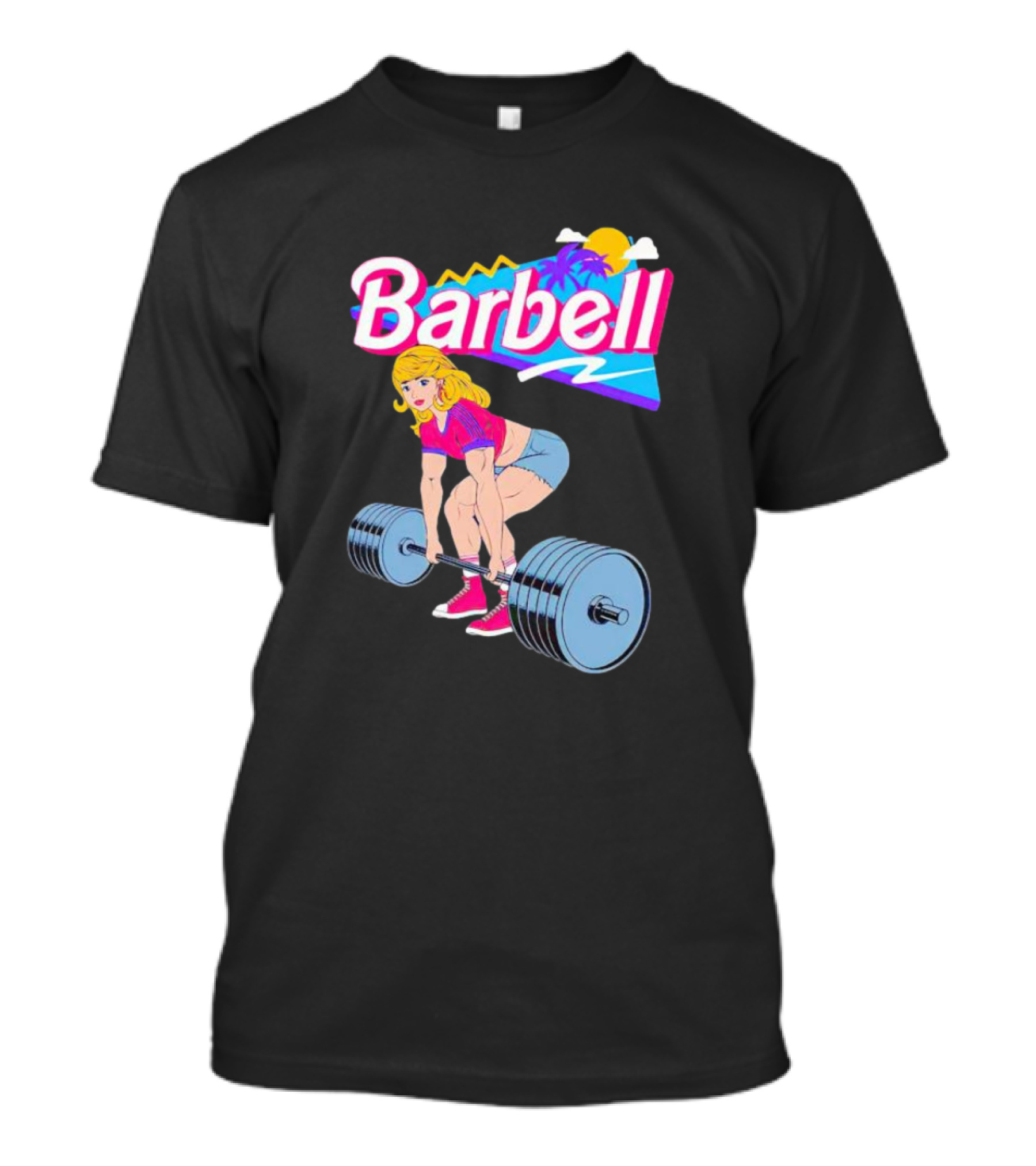 Barbie Barbell Gymer Retro Fitness T-Shirt