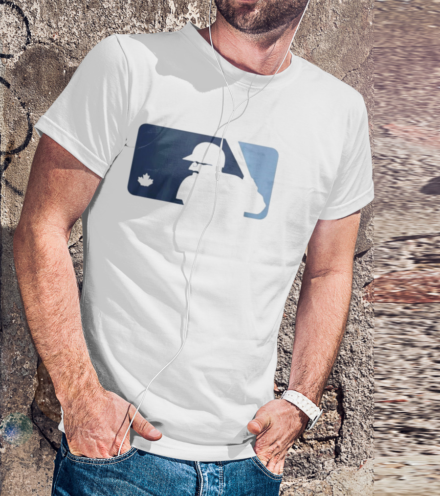 BlueJays Schneider Stache Batter Silhouette With Maple Leaf T-Shirt