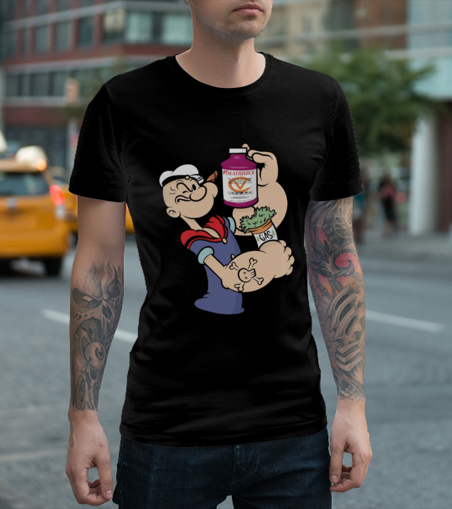 Popeye Death Juice Gas Spinach Tattoo T-Shirt