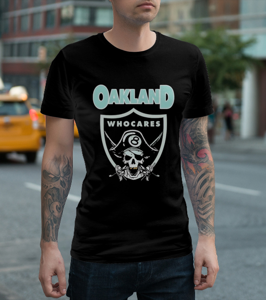 Oakland Raiders Skull Who Cares Eight T-Shirt